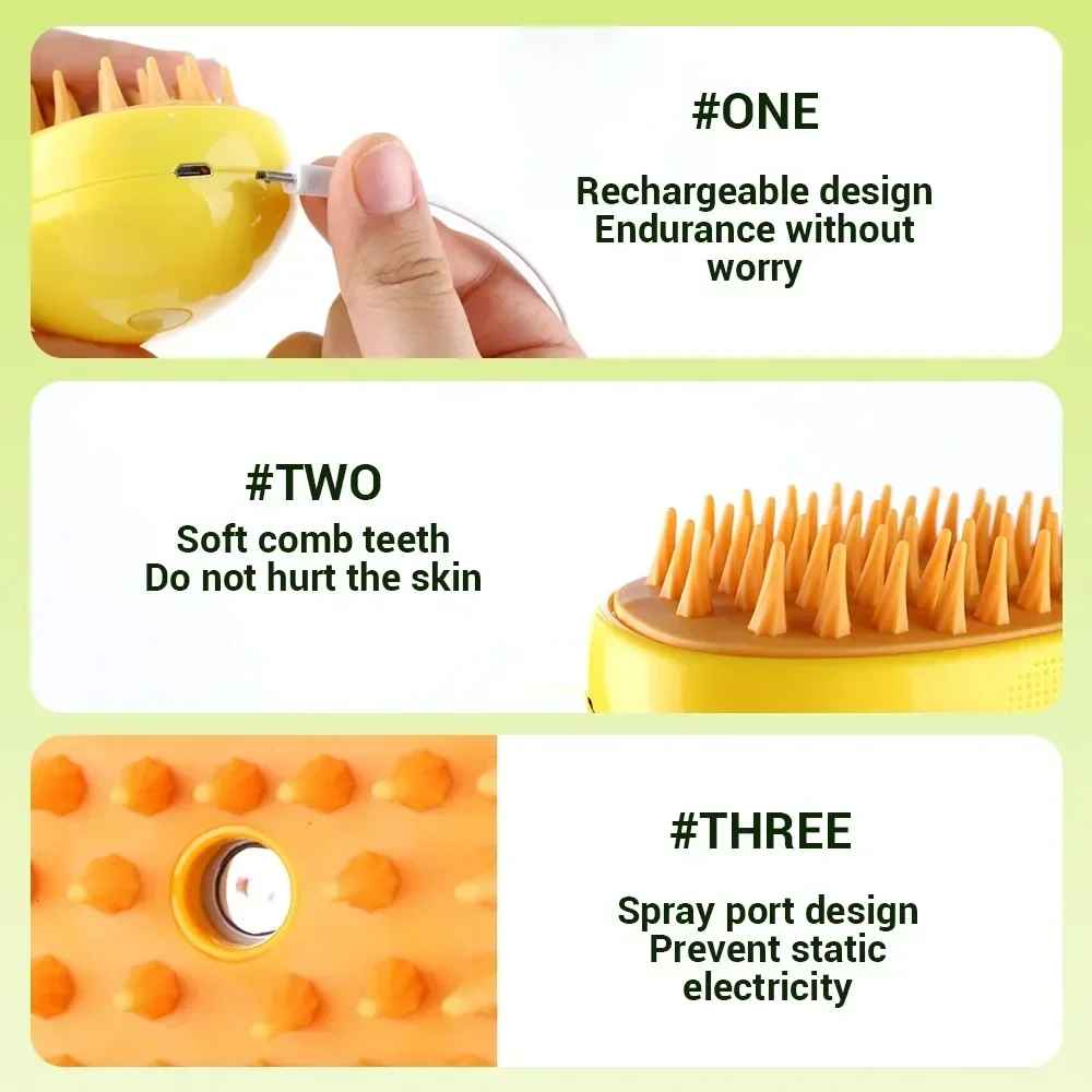 Cepillo de vapor 3 en 1 para mascotas